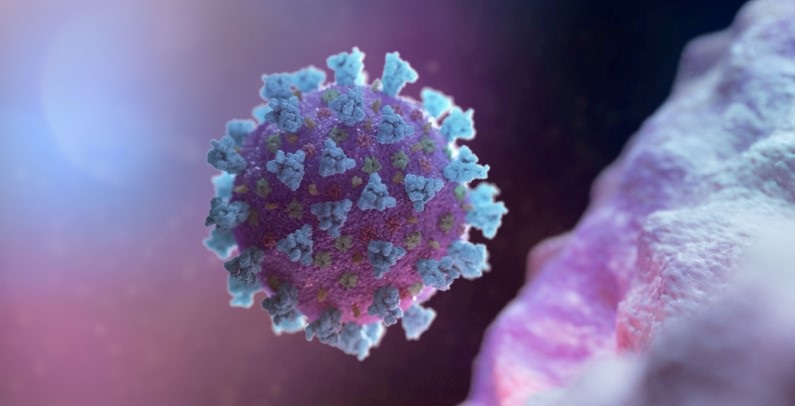 Ilustração em 3D representando o novo coronavírus