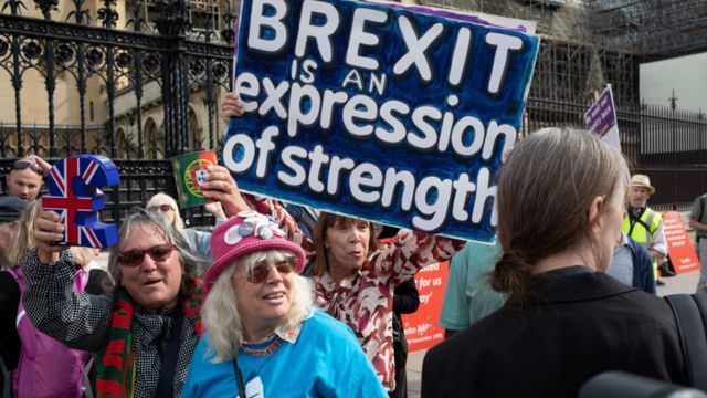 A protest in favor of Britain leaving the European Union in London in 2019
