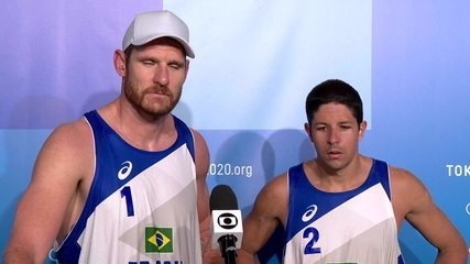 Alisson and Alvaro interview after beating the Netherlands 2-0 in men's beach volleyball