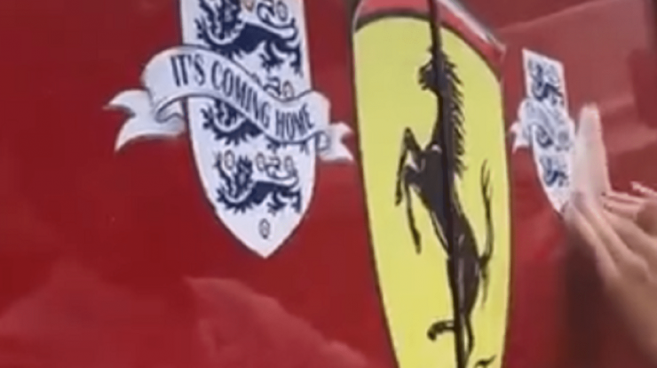 Mercedes provokes and sticks stickers of the English team on a Ferrari truck