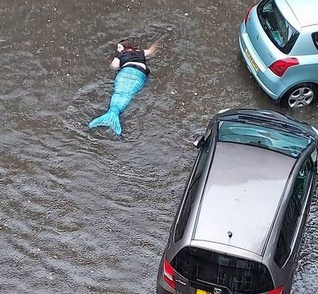 A 'mermaid' appears in the wetlands during a Scottish storm