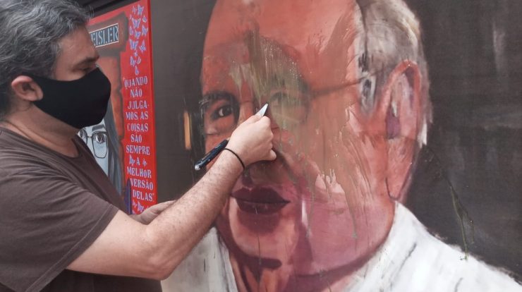 Luis Fernando Verissimo's painting vandalized again in Porto Alegre |  Rio Grande do Sul