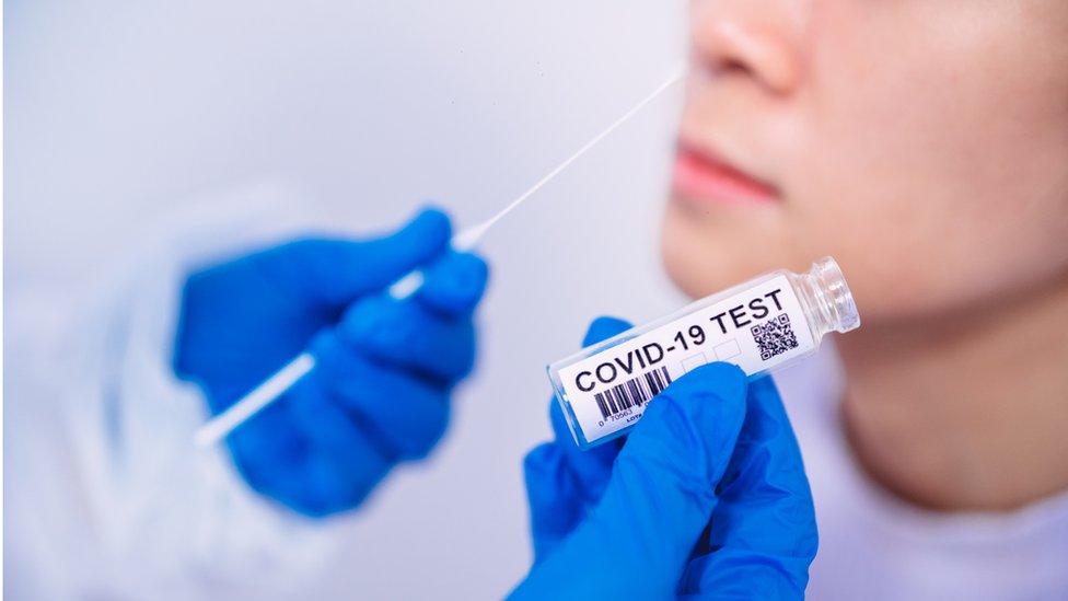 Woman getting tested for covid