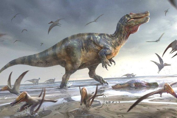 Dinosaur hunting bipedal with a crocodile face - and measuring over 10 m in length - (Credit: AFP)