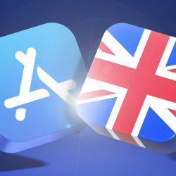 Logo da App Store e bandeira do Reino Unido