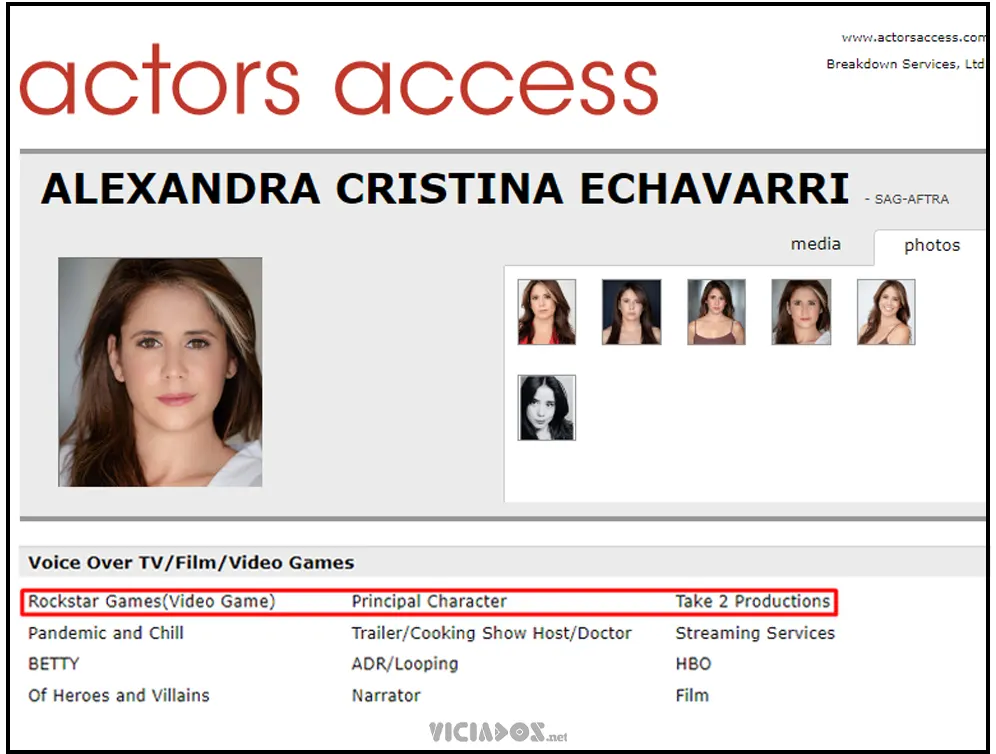 Actress Alexandra Cristina Echavari leaked that she is the heroine of Rockstar Games, possibly GTA 6.