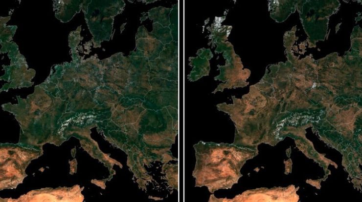 Satellites capture the effects of drought on the European landscape;  a look